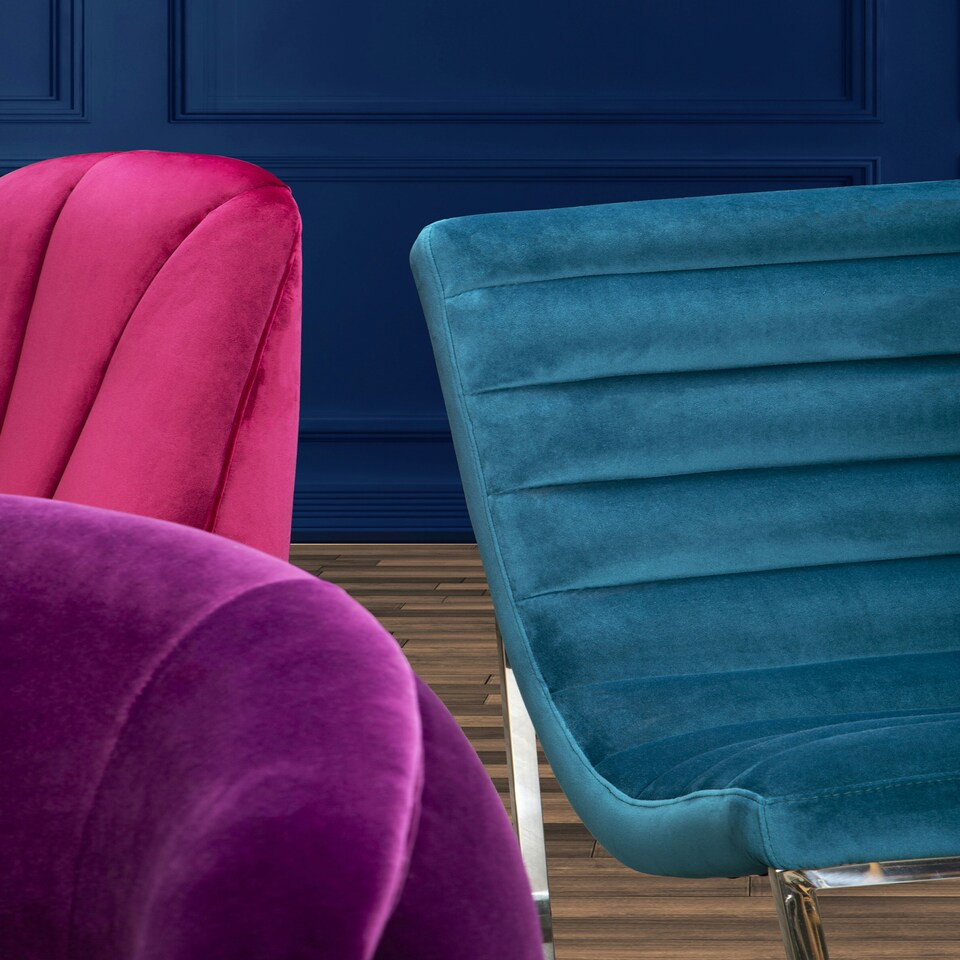 image 1 of Interiors by Premier Teal Velvet Cocktail Chair, Easy to Adjust Comfy Chair, Effortless Cleaning Ocassional Accent Chair