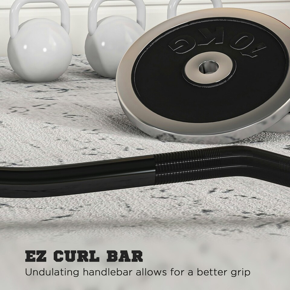 image 1 of SPORTNOW 120cm EZ Curl Bar, Olympic Barbell Bar for 5cm Weight Plates