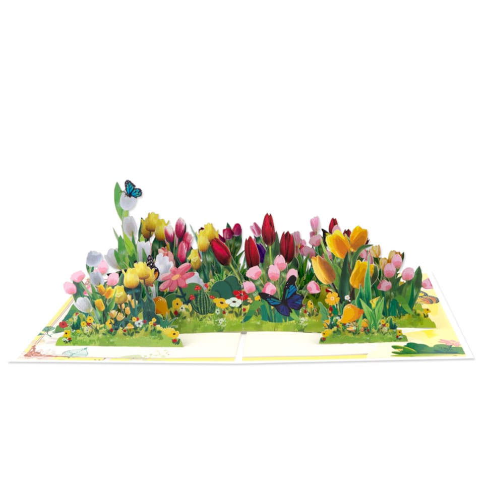 image 1 of Garden of Joy Colorful Tulips 3D Pop Up Greeting Card