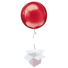 Red Orbz Foil Helium Balloon - Inflated Balloon in a Box