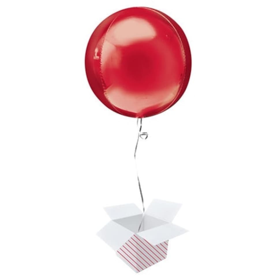 Red Orbz Foil Helium Balloon - Inflated Balloon in a Box
