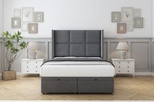 Sloomy Beaumont Armour Coniston Ottoman Bed With Mattress With 54" Wingback Headboard 4'6 Double