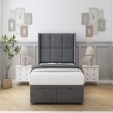 Sloomy Beaumont Armour Coniston Ottoman Bed With Mattress With 54" Wingback Headboard 4'6 Double