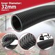 image 2 of SPARES2GO Corrugated Flexible Garden Fish Pond Marine Boat Hose Tube Pipe + 2 Clamp Clips (10m Length x 32mm Diameter) Black