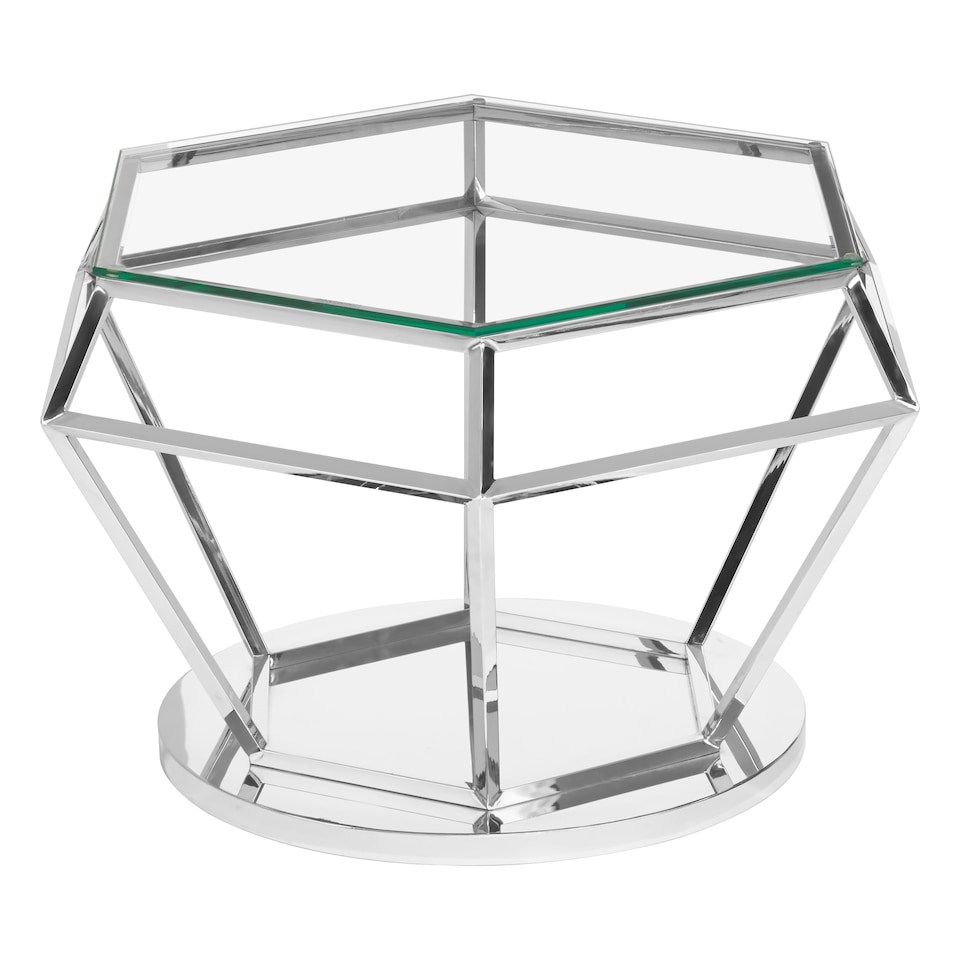 image 1 of Interiors By Premier Contemporary Silver Finish Diamond Design End Table, Elegant End Table, Stainless Steel Frame Bedside Table Silver