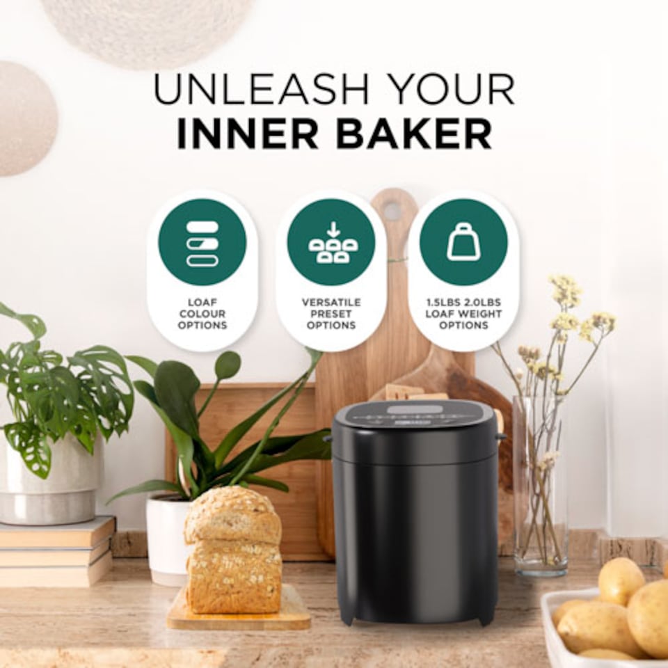 image 1 of DMD 17-in-1 Bread Maker, 2lb Bread Machine with 1 Hour Keep Warm, 13 Hour Delay Start, 3 Crust Shades & Colours