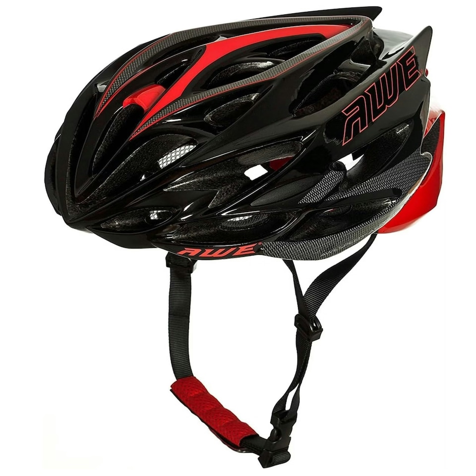 image 1 of AWE AweSpeed In Mould Adult Road Bike Helmet Large 58-61cm Black/Red Crash Guarantee* Red | L