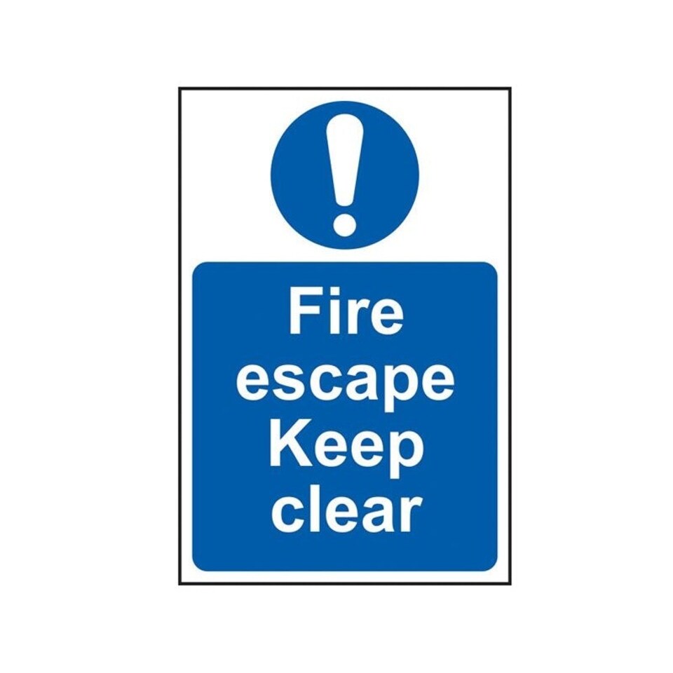 Scan Fire Escape Keep Clear - Pvc Sign 200 X 300mm - Multi Colour - 200 x 300mm