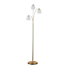 ValueLights Dantzig Polished Copper Floor Lamp with White Dome Shade and E14 Golfball LED 4W Warm White 2700K Bulb