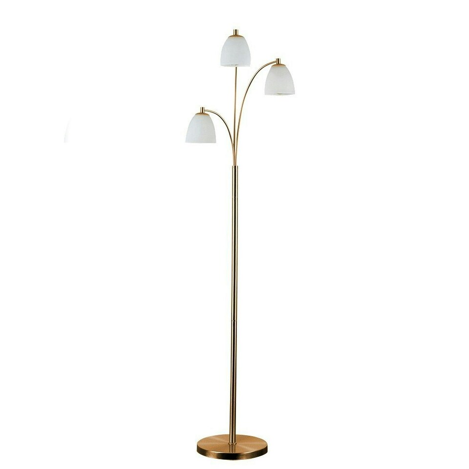 image 1 of ValueLights Dantzig Polished Copper Floor Lamp with White Dome Shade and E14 Golfball LED 4W Warm White 2700K Bulb