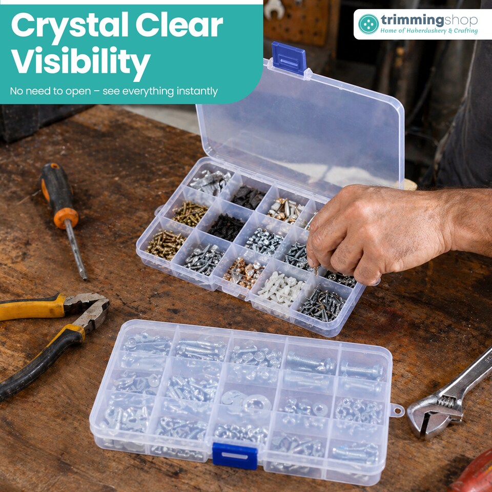 image 1 of 15 Compartment Storage Box with Blue Lock - 173 x 100 x 22mm