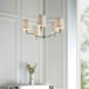 image 4 of Ortona Vintage Pendant 5 Light Bright Nickel White Fabric Shades
