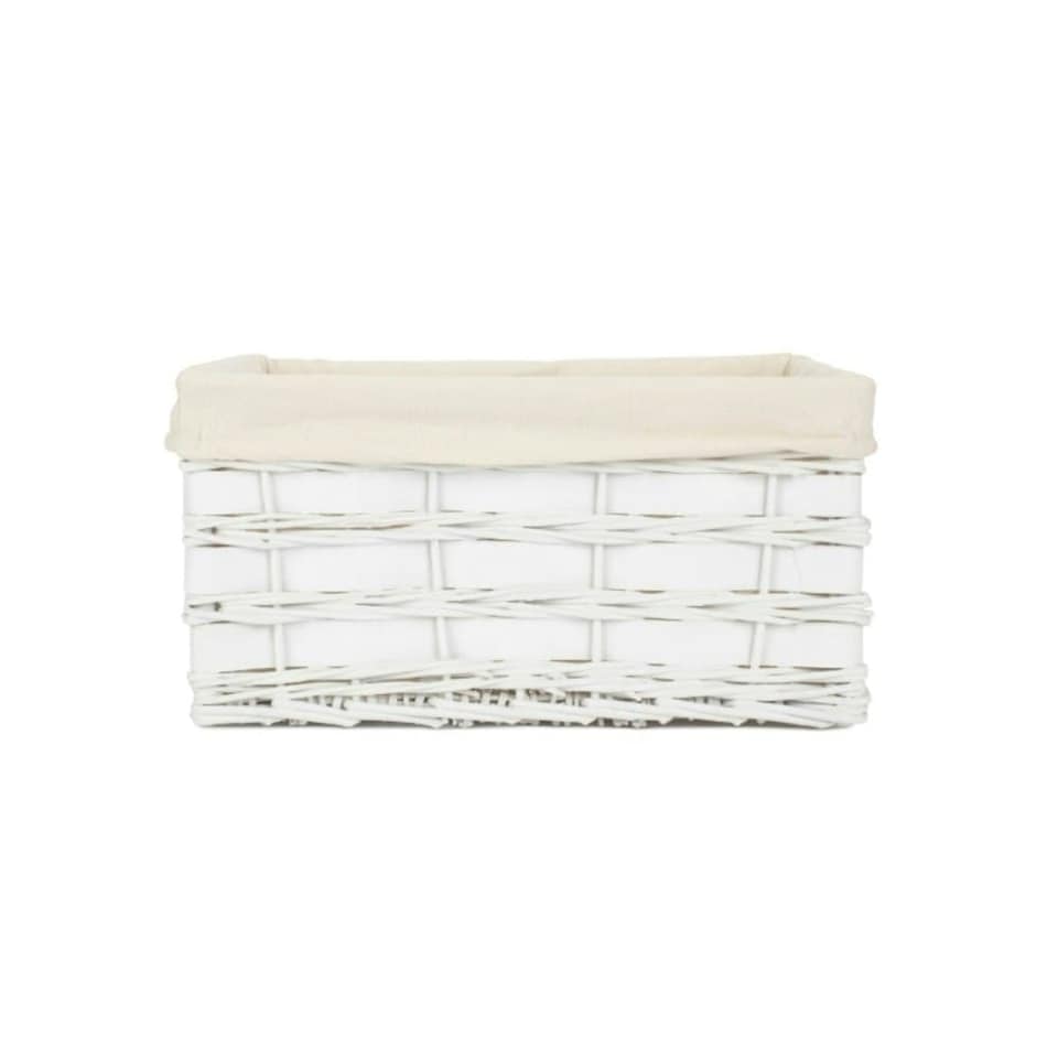 image 1 of Small White Scandi Storage Basket With White Lining | White | White