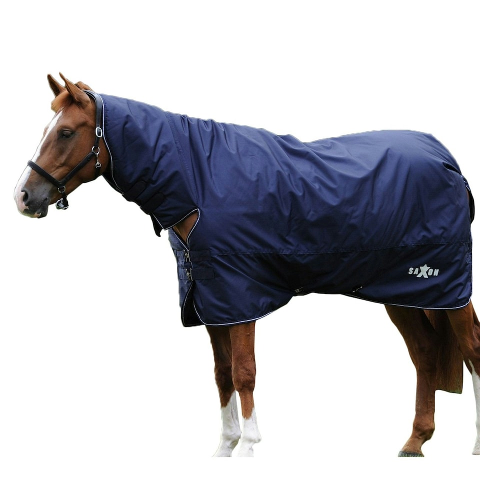 image 1 of Saxon Defiant Combo Neck Midweight Horse Turnout Rug - Navy/White - 4´