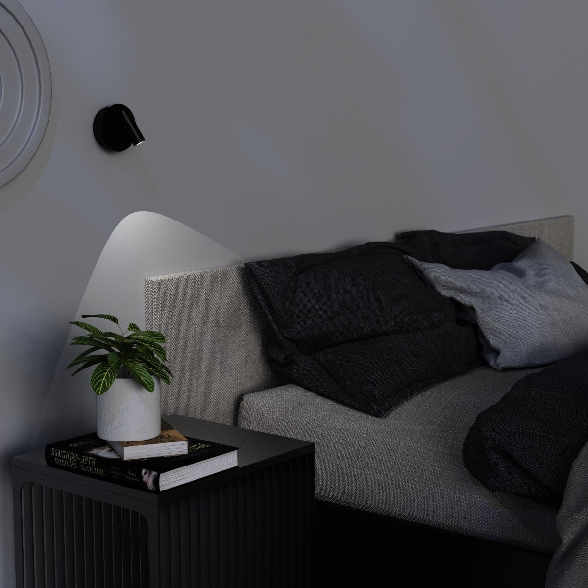 CGC Scarlet Black Adjustable Magnetic Rechargeable LED Bedside Wall Light Black Black Base plate: Diameter 9.5 cm, depth 3.5 cm; Light head: Length 7