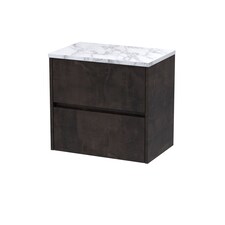 Balterley Chartley Contemporary 2 Drawer Wall Hung Vanity Unit with Laminate Worktop, Metallic Slate, 600mm