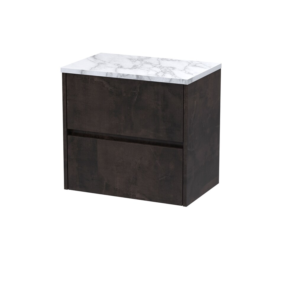 image 1 of Balterley Chartley Contemporary 2 Drawer Wall Hung Vanity Unit with Laminate Worktop, Metallic Slate, 600mm