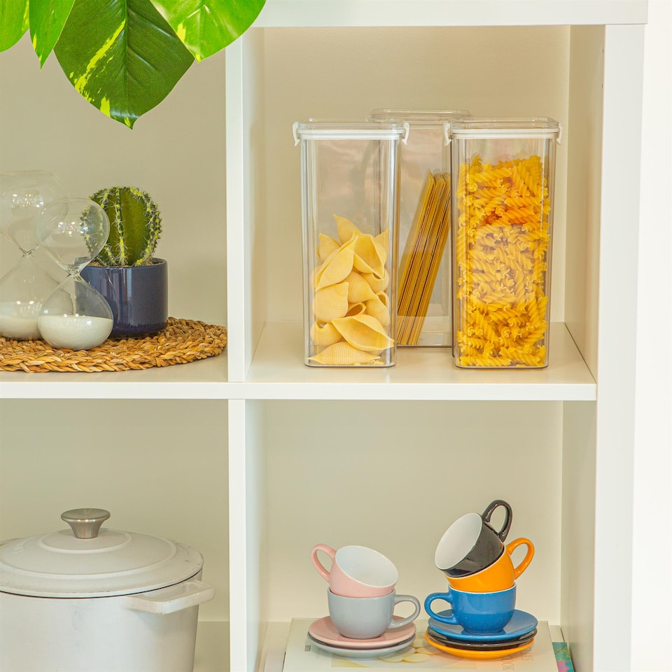 image 1 of Argon Tableware 3x Food Storage Containers - 1.8 Litre - White Reusable Airtight Stackable Meal Prep Lunch Box with Clip-Lock Lid