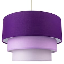 Contemporary Round Triple Tier Purple/Lilac Cotton Fabric Pendant Light Shade | Purple | Purple | 1
