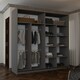 image 3 of Spacious 203cm Sliding Wardrobe with Paneled Mirror Doors & Votan Strip | Adjustable Interior | White, Black, Grey, Oak Grey | Grey203cm
