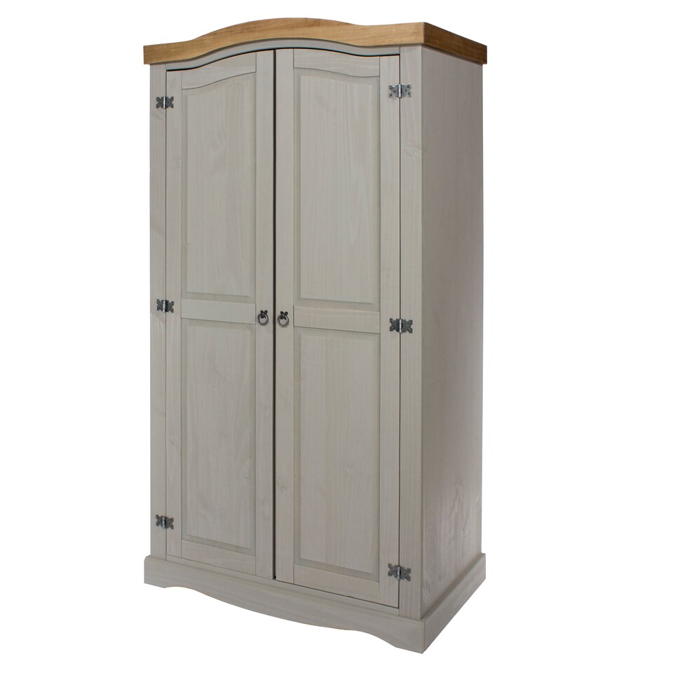 image 1 of Premium Corona 2 Door Wardrobe in Mexican Pine, Classic Design with Metal Hardware | Grey | Grey | One Size | 1