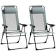 image 1 of Outsunny Set of 2 Metal Portable Folding Recliner with Adjustable Grey