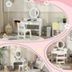 image 6 of AIYAPLAY Kids Dressing Table Set w/ Stool, Mirror, Drawers - White White
