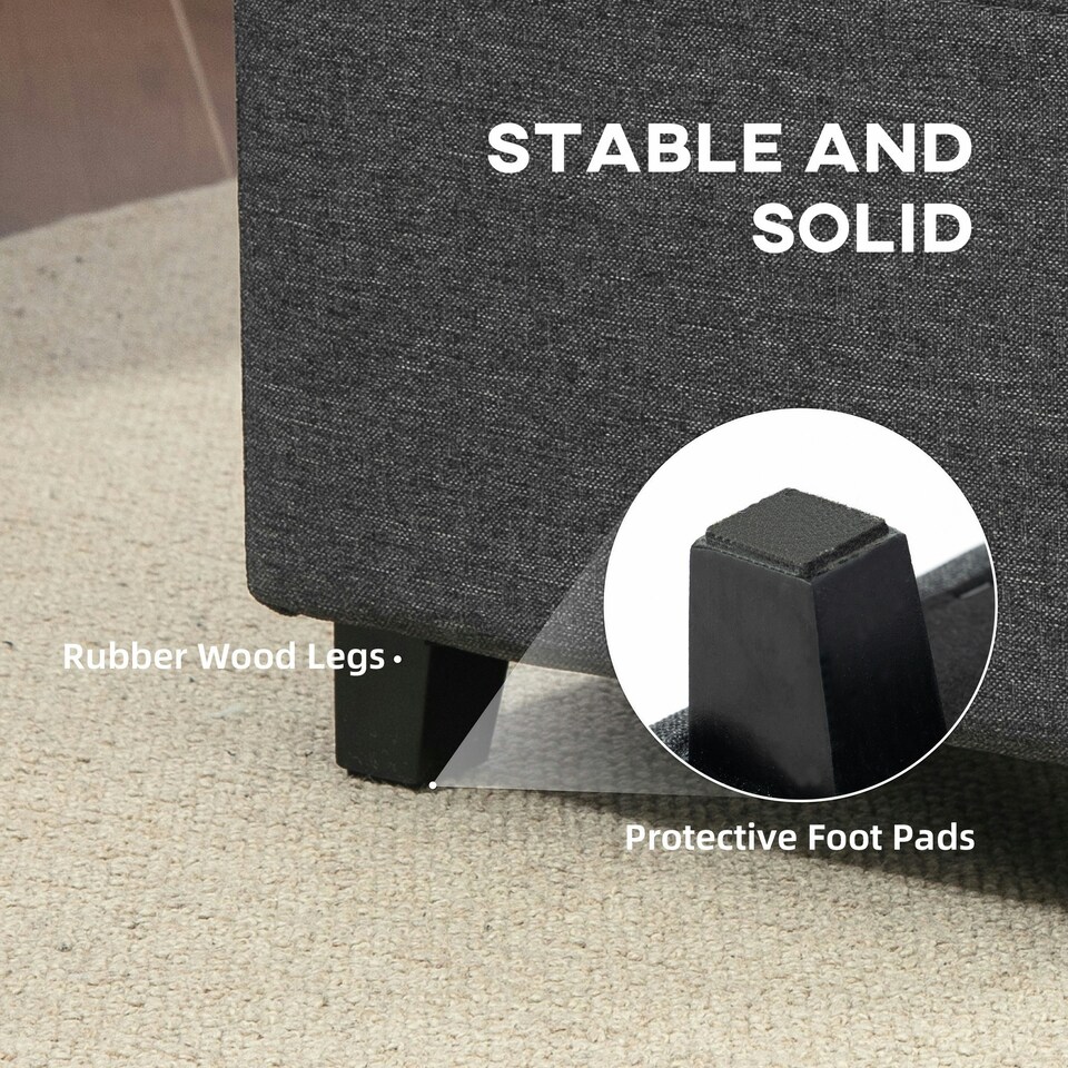 image 1 of HOMCOM Small Footstool Square Ottoman with Padded Seat for Living Room Grey Grey
