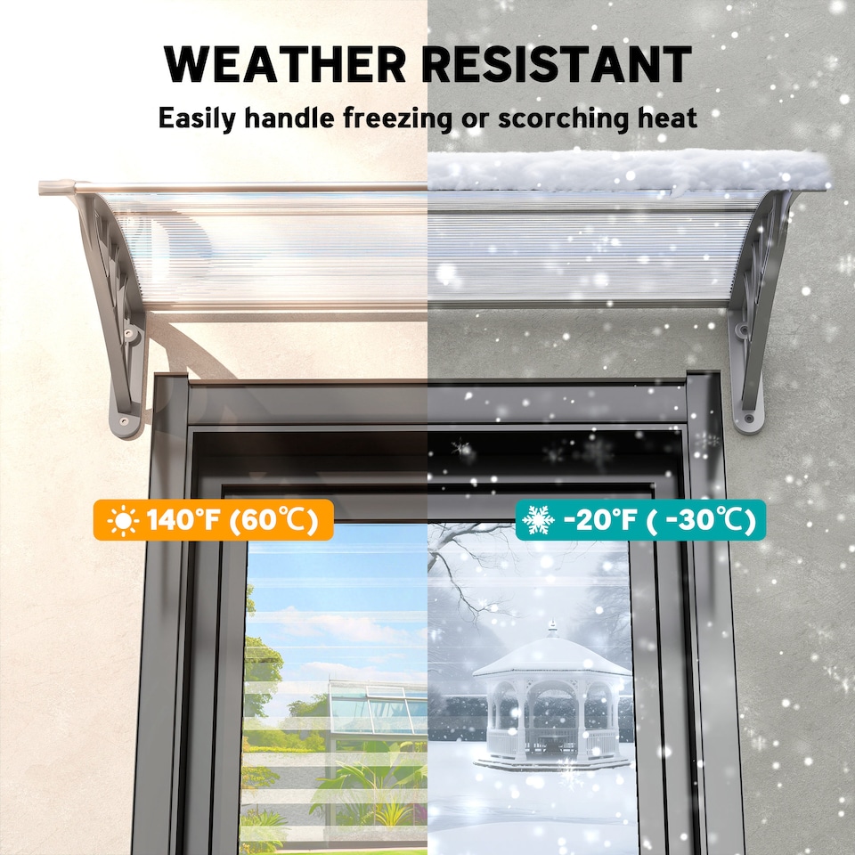 image 1 of Outsunny Door Canopy Awning Outdoor Window Rain Shelter for Door 100 x 75cm | Clear | Clear | 1