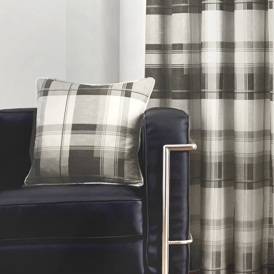 image 1 of Fusion Balmoral Check Eyelet Curtains Slate