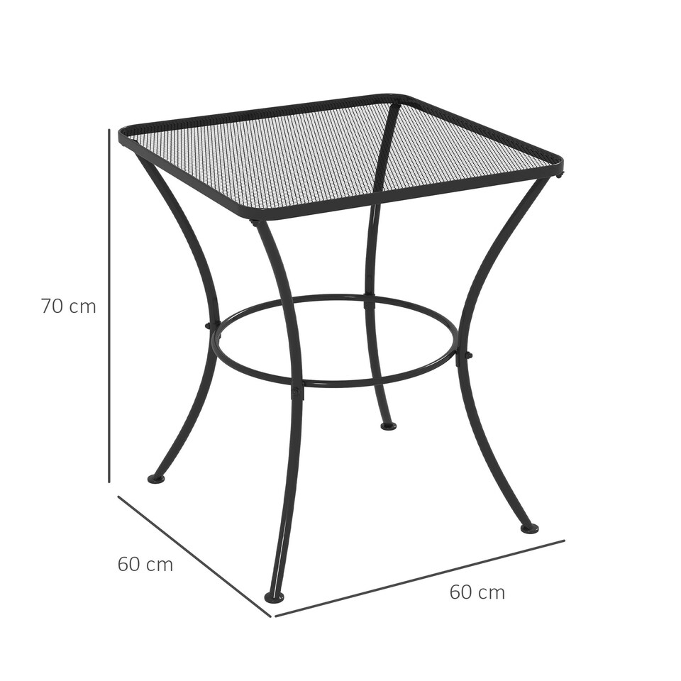 image 1 of Outsunny 60 cm Square Metal table Outdoor Bistro Table Coffee Desk, Black