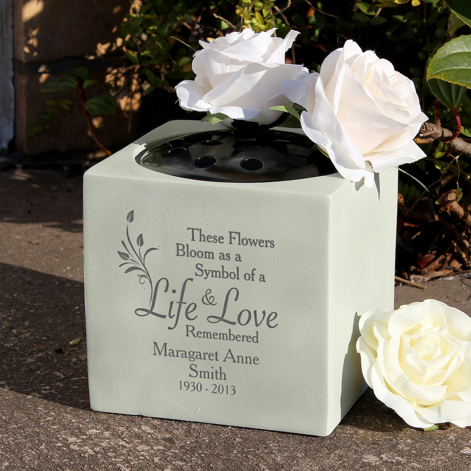 image 1 of Personalised Life & Love Memorial Resin Vase