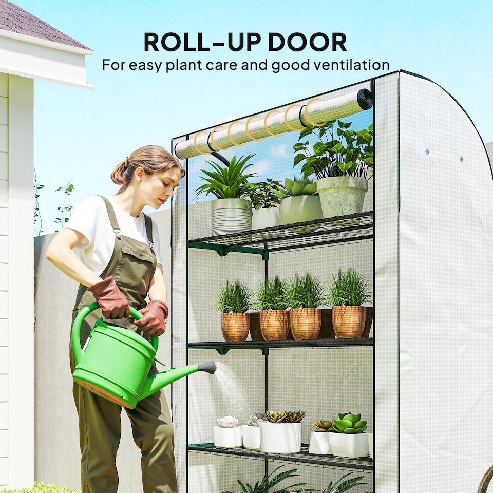 image 1 of Outsunny Mini Greenhouse Indoor Outdoor Green House with PE Cover, White | White | White
