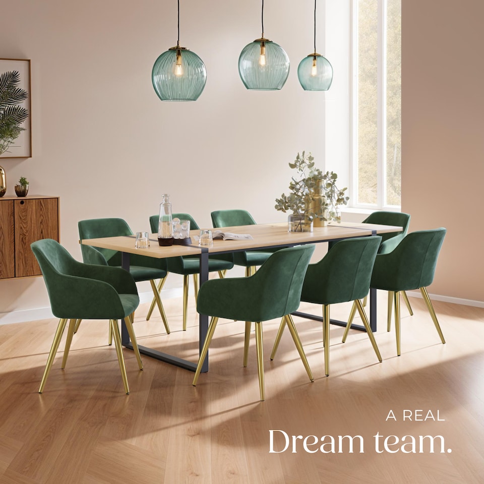 image 1 of Chair Marilyn with Velvet Cover, Gold Steel Legs and Plush Padding | Green | dark green/gold | 2