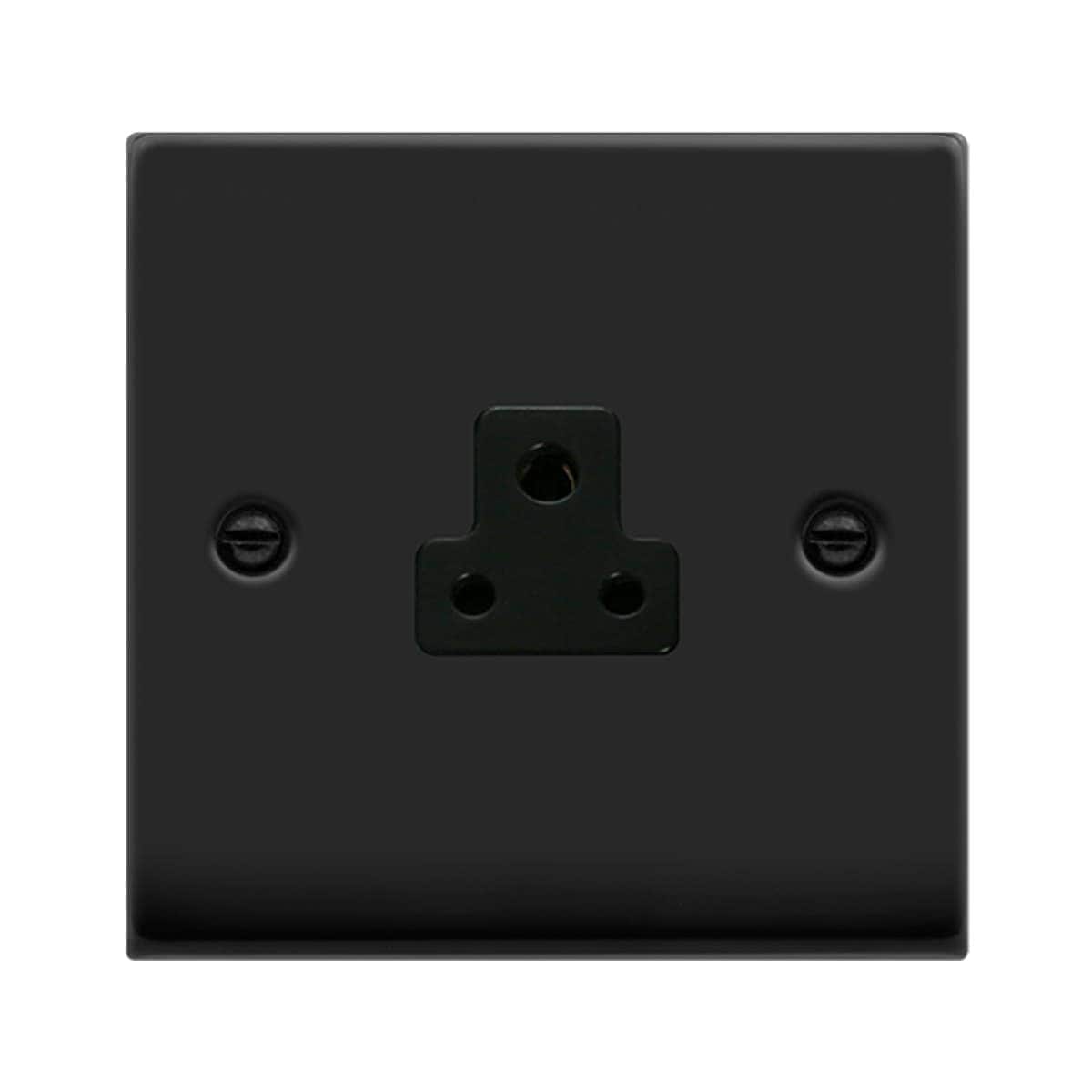 SE HOME Matt Black 1 Gang 2A Round Pin Socket Black Matt Black