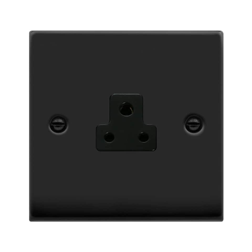 image 1 of SE HOME Matt Black 1 Gang 2A Round Pin Socket | Black | Matt Black