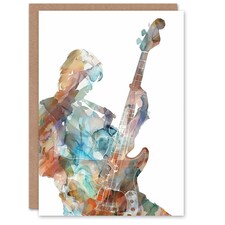 Bass Player Musician Bassist Watercolour Him Her Birthday Card