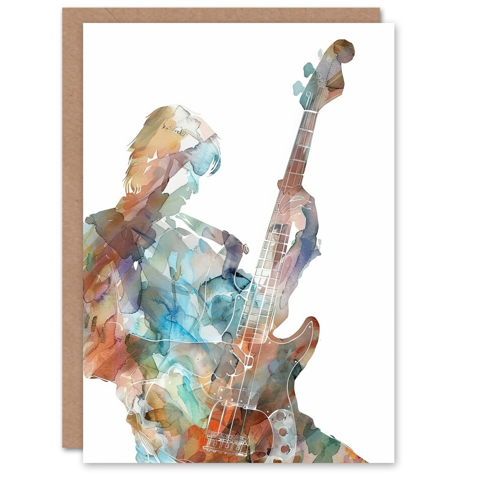 image 1 of Bass Player Musician Bassist Watercolour Him Her Birthday Card