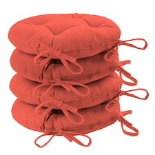 Harbour Housewares Round Garden Chair Seat Cushions - Paprika - Pack of 4 | Red | Paprika