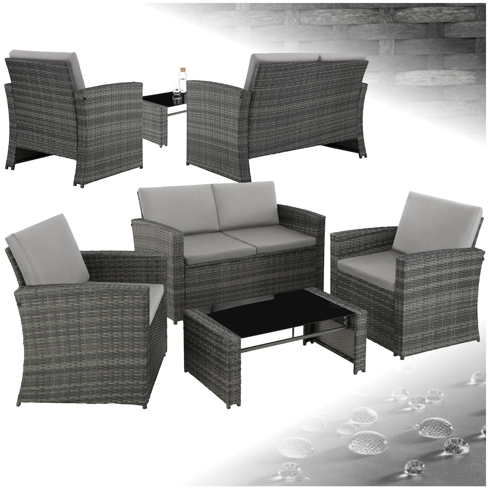 image 1 of Garden Furniture Set Jesolo - 2 armchairs, 1 sofa,  and coffee side table - Grey/Light Grey