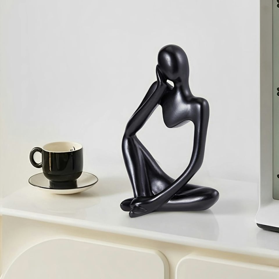 image 1 of Living and Home Thinker Resin Tabletop Abstract Decor - Black 8*13cm