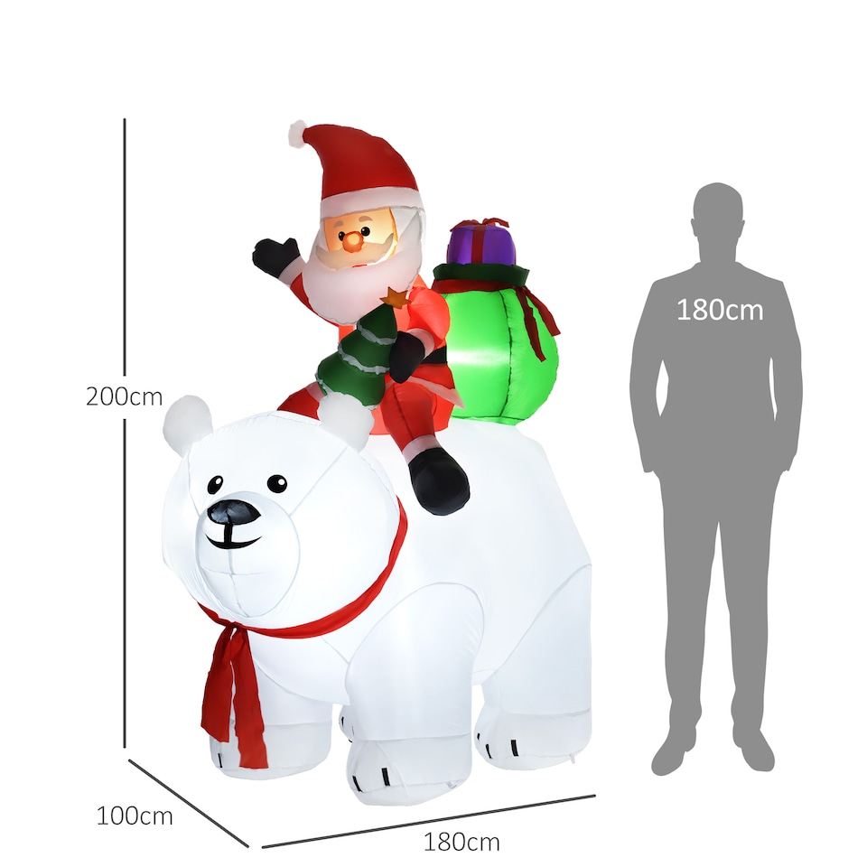 image 1 of Outsunny 6.6FT Christmas Inflatable Santa Claus Riding on Polar Bear, Christmas Blow Up Outdoor LED Display for Garden Party