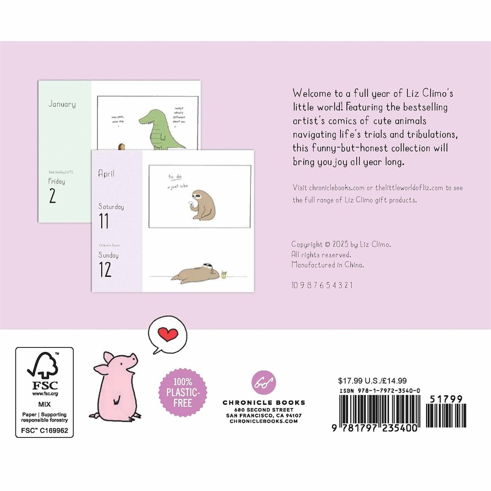 image 1 of The Little World Of Liz Climo Desk Calendar 2026, Desk Calendars, Day To View, Humour, Gift