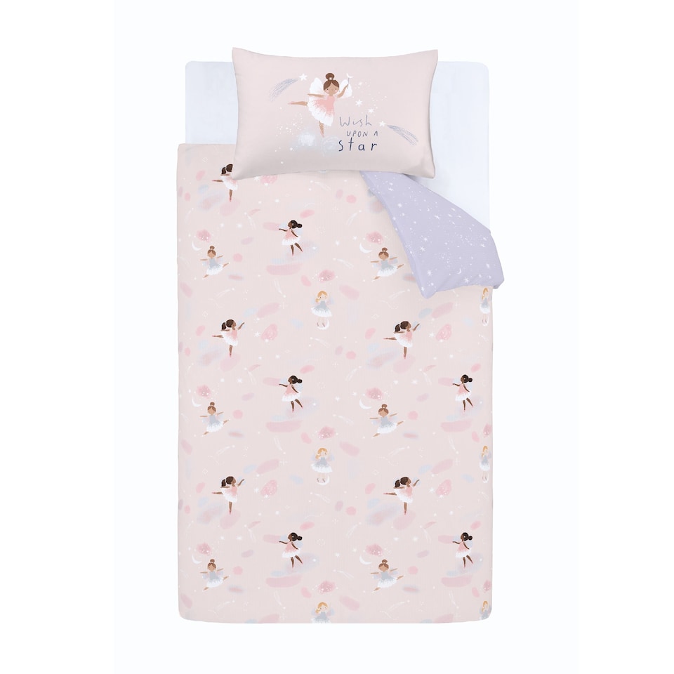 image 1 of Dancing Fairies Reversible Duvet Cover Set | Pink