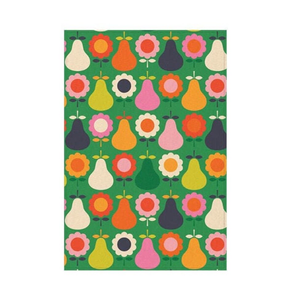 Kate Rhees Pears & Flowers Tea Towel