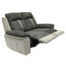 Fabric Manual Recliner 2-Seater Sofa Two Tone Light And Dark Grey