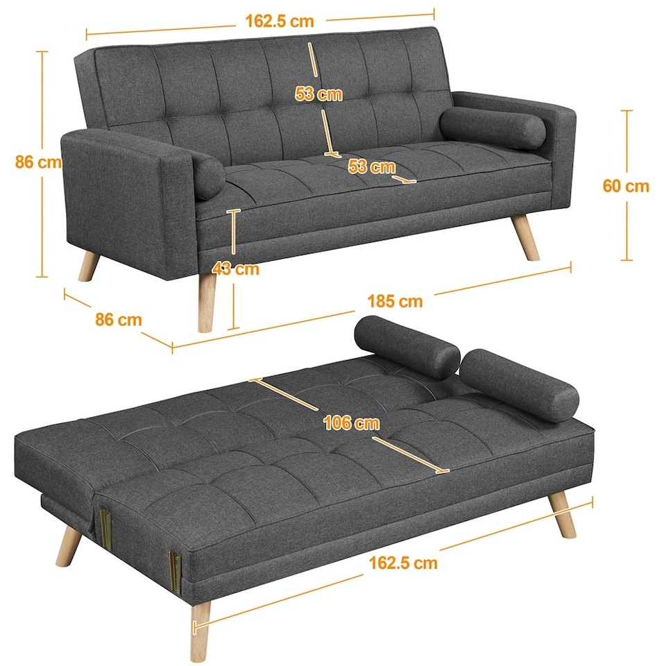 image 1 of Yaheetech Fabric Upholstered Sofa Bed with Adjustable Back