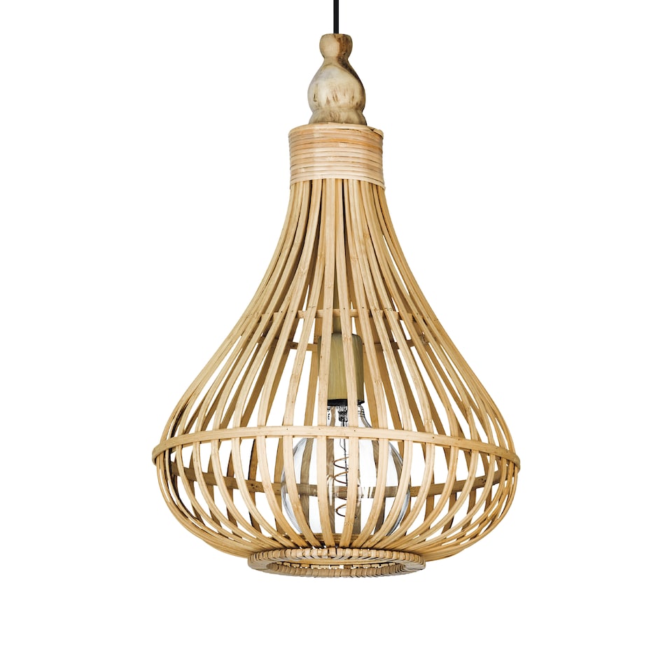 image 1 of EGLO Amsfield Caged Teardrop Rattan Single Pendant