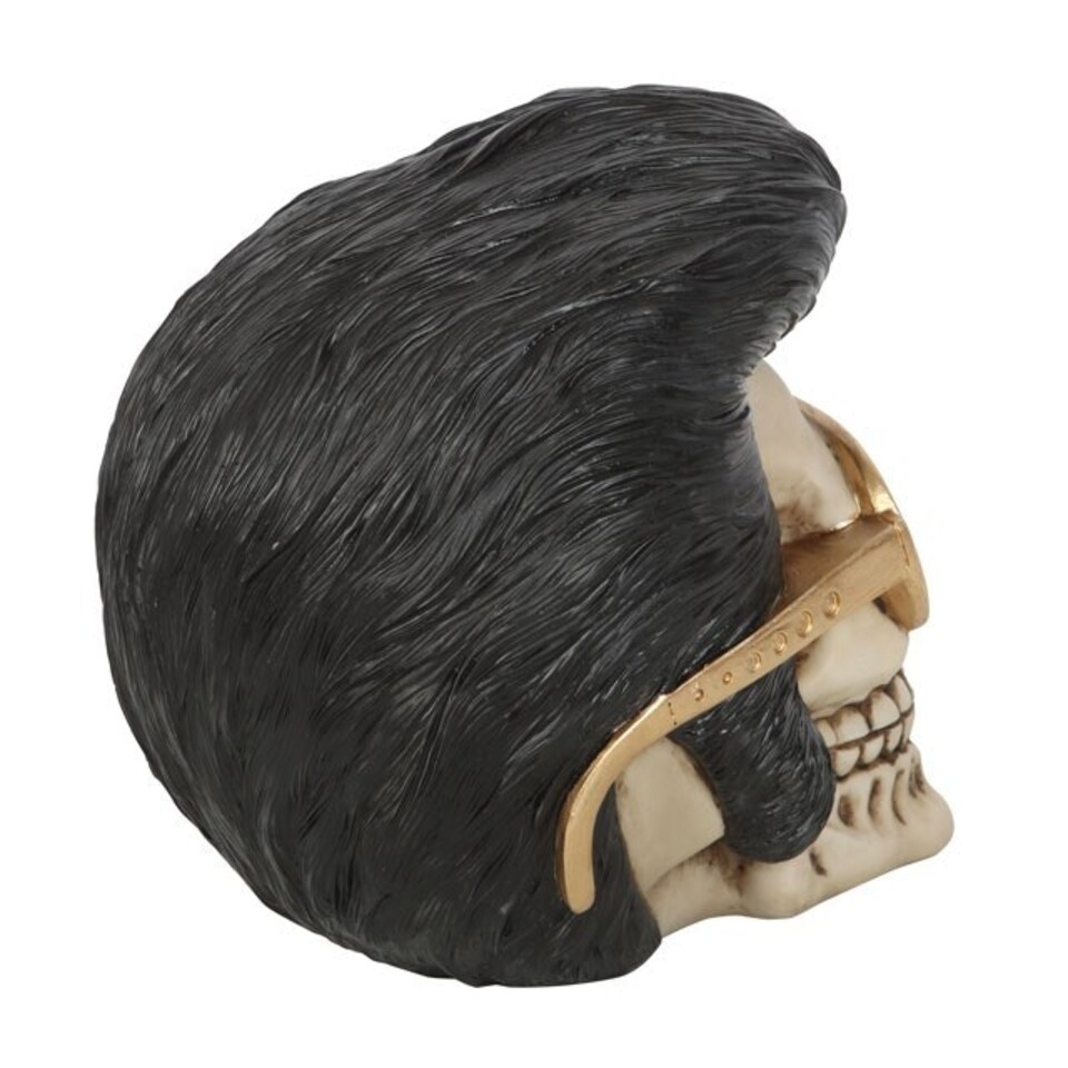 image 1 of Something Different Rockstar Skull Ornament - Black/White/Gold - One Size