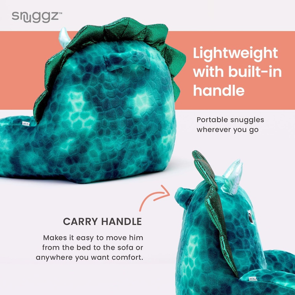 image 1 of Snuggz Dinosaur Cuddle Cushion Backrest Novelty Reading Pillow Relaxing Arm Back Support Soft Cosy Bed Pillow